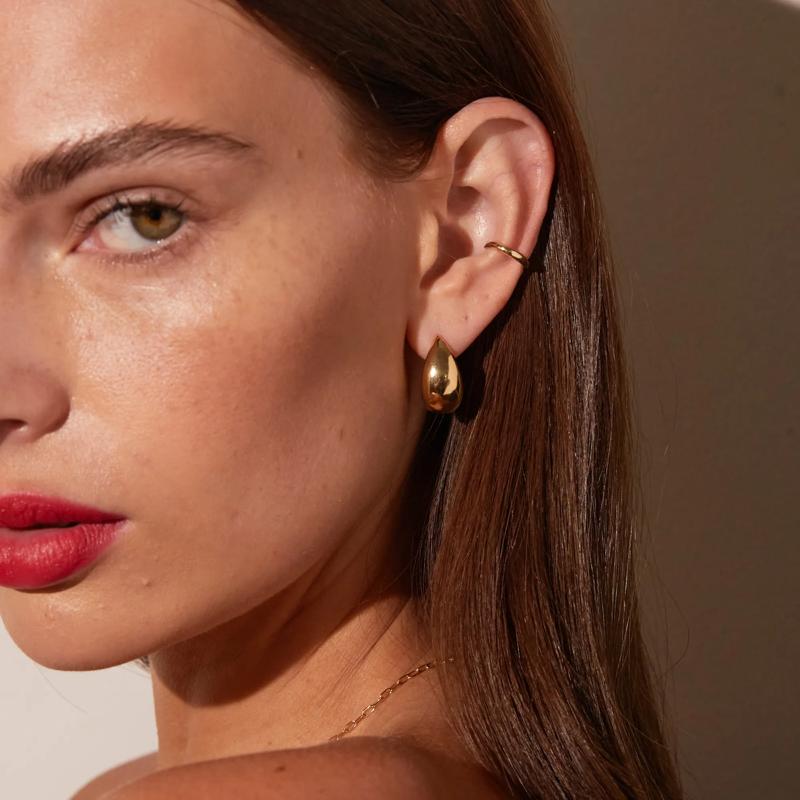 Large Electroform Dome Hoops in Vermeil – Image 4 of 4