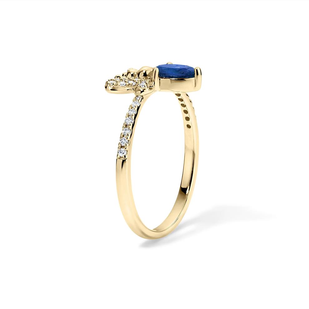 Blue Sapphire &amp; Diamond Bumblebee Ring in 10K Yellow Gold (1/4 ct. tw.) – Image 3 of 4