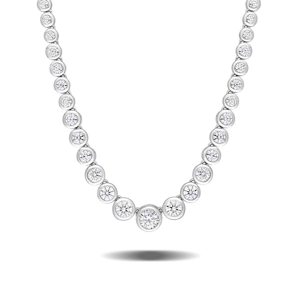 Lab-Created Moissanite Bezel-Set Frontal Tennis Necklace in Sterling Silver (4 5/8 ct. dew) – Image 1 of 4