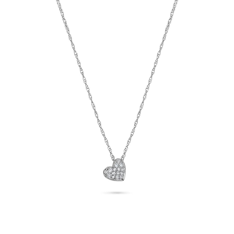 Diamond Accent Heart Pendant Necklace in 10K White Gold – Image 1 of 4