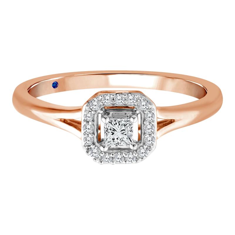 Diamond and Blue Sapphire Promise Ring in 10K Rose Gold (1/7 ct. tw.) – Image 1 of 3