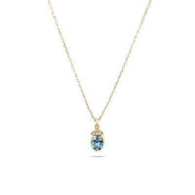 Montana Blue Sapphire & Diamond Accent Pendant Necklace in 10K Yellow Gold
