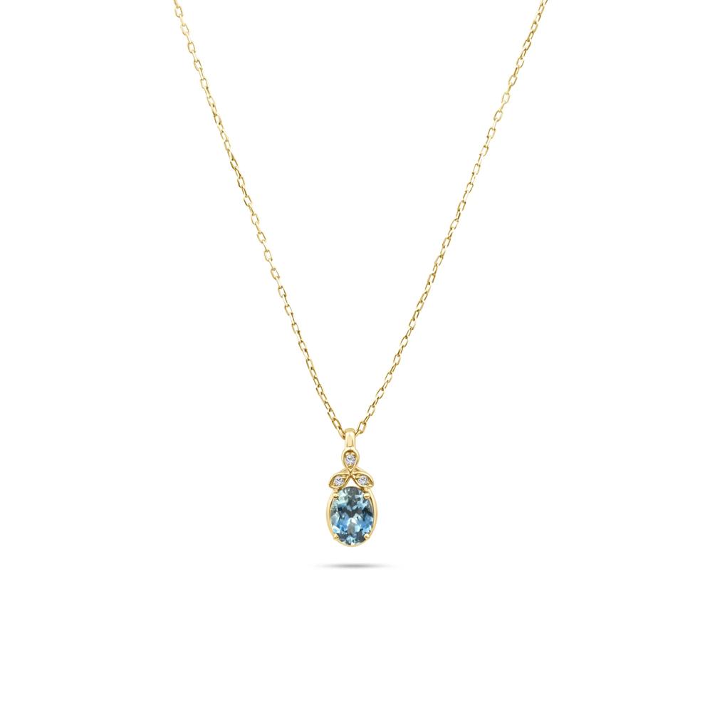 Montana Blue Sapphire &amp; Diamond Accent Pendant Necklace in 10K Yellow Gold – Image 1 of 4