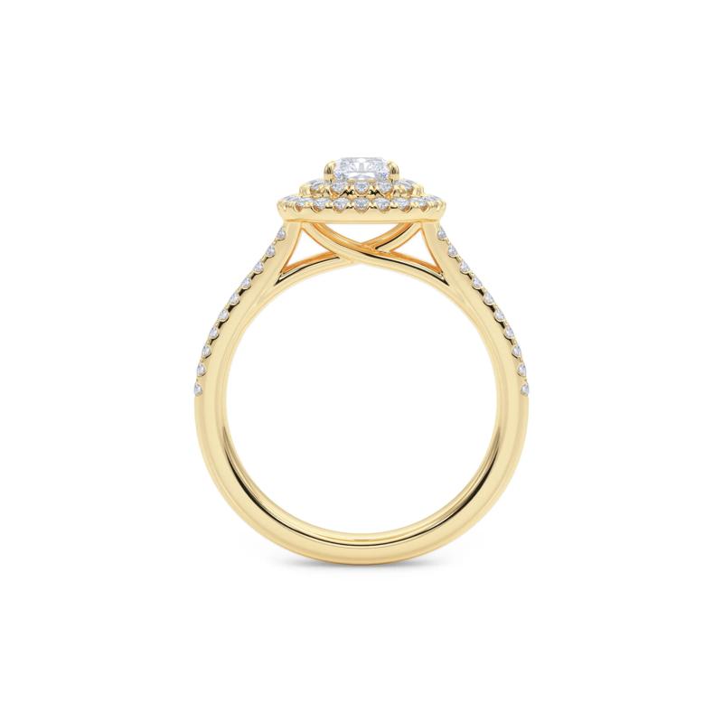 Radiant Diamond Center Double Halo Engagement Ring in 18K Yellow Gold (1-1/4 ct. tw.) – Image 2 of 5