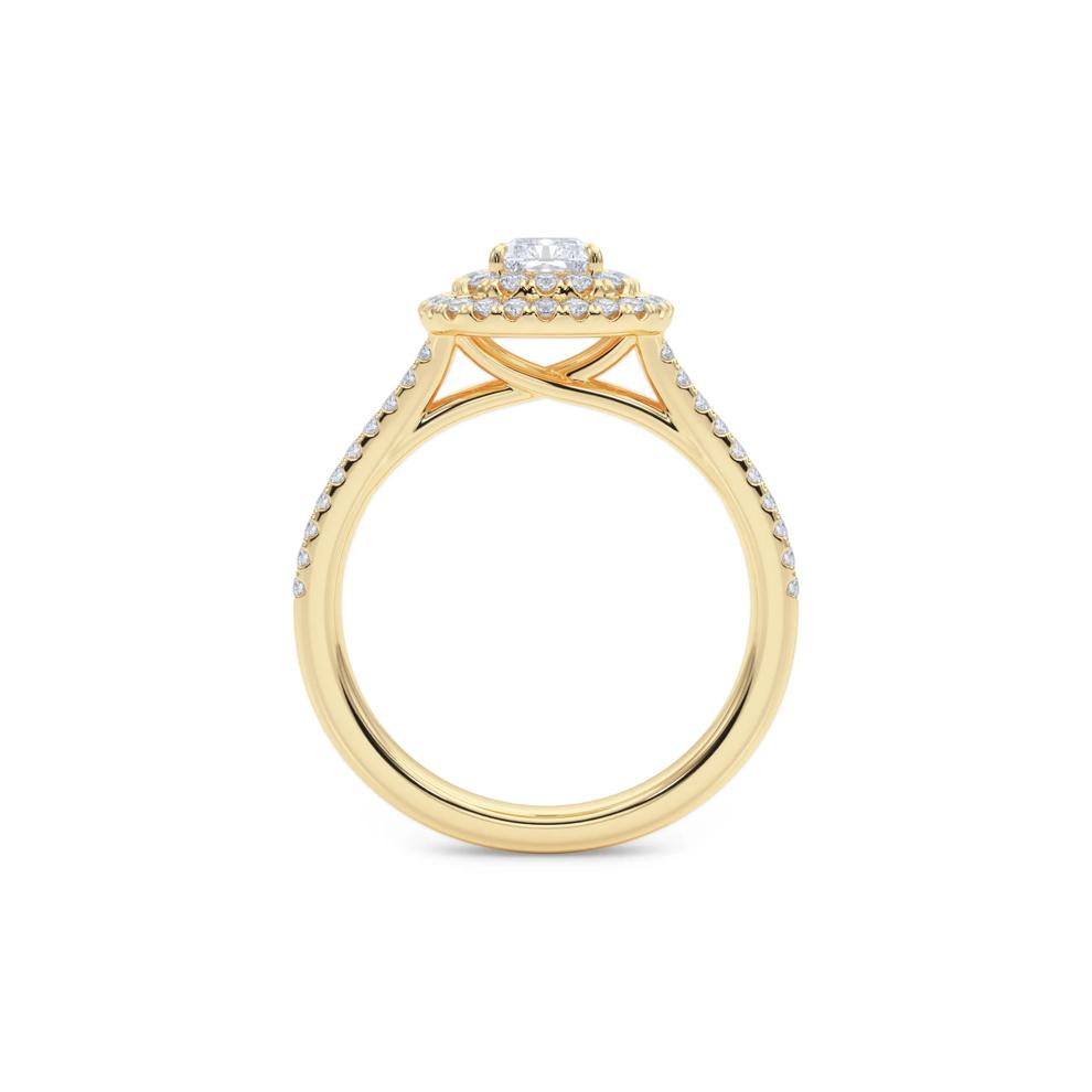 Radiant Diamond Center Double Halo Engagement Ring in 18K Yellow Gold (1-1/4 ct. tw.) – Image 2 of 5