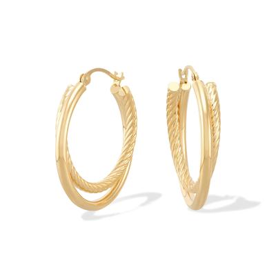 Twisted Tube Hoop Earrings in 14K Yellow Gold, 25x25mm