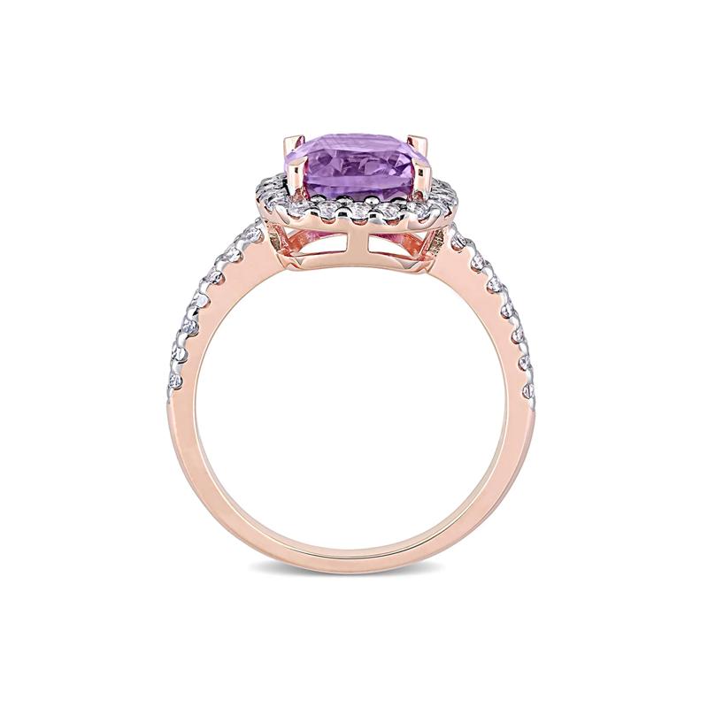 Amethyst &amp; White Topaz Ring in 10K Rose Gold – Image 2 of 6