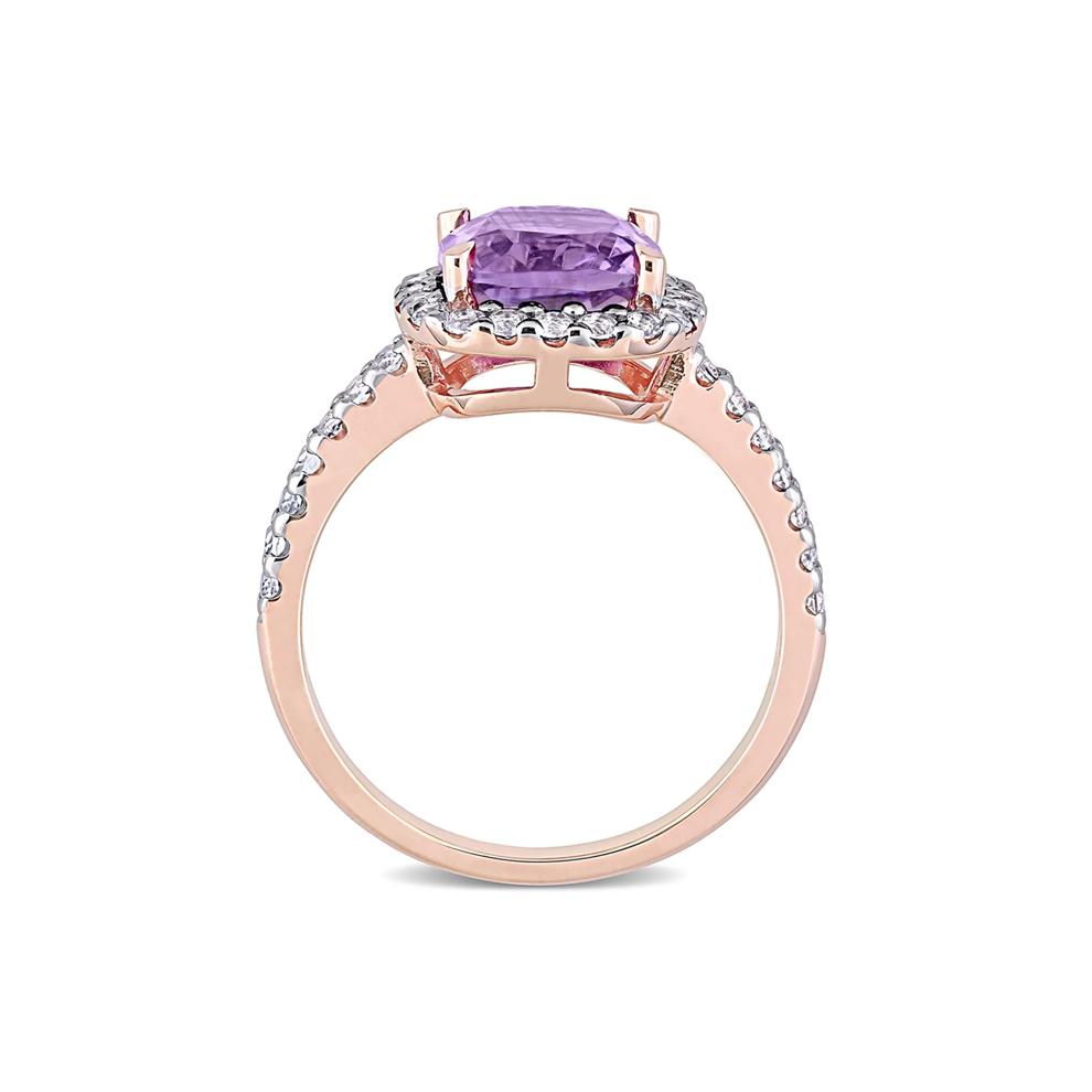 Amethyst &amp; White Topaz Ring in 10K Rose Gold – Image 2 of 6