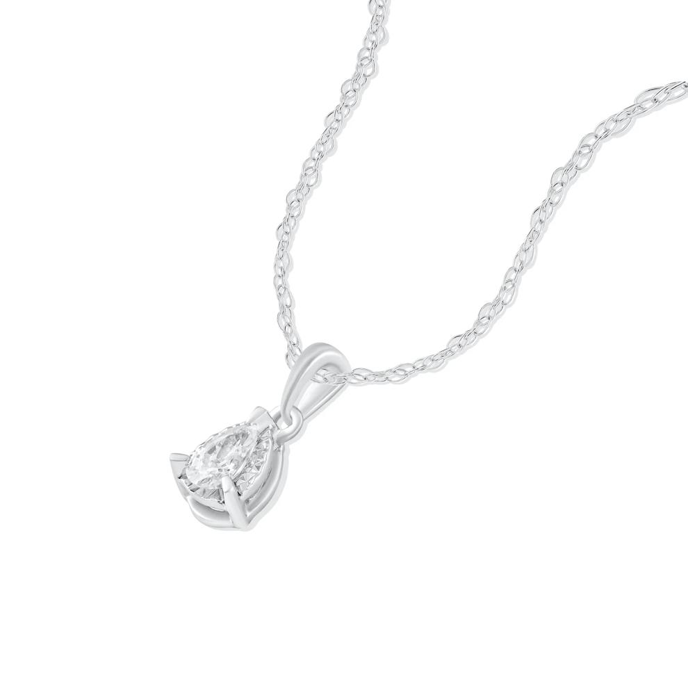 Lab Grown Diamond Pear-Shaped Illusion Pendant Necklace in 10K White Gold (1/5 ct. tw.) – Image 4 of 4