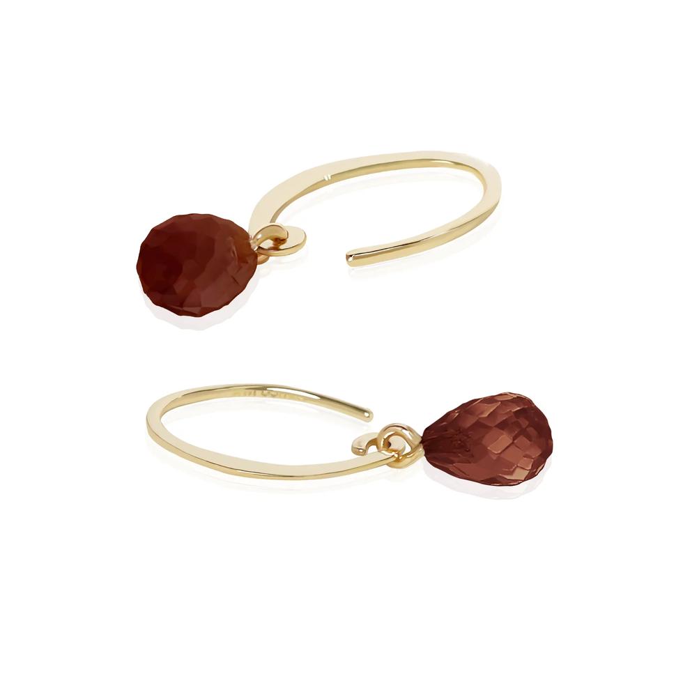 Briolette Gemstone Ear Wire Drop Earrings in 14K Yellow Gold – Image 4 of 8