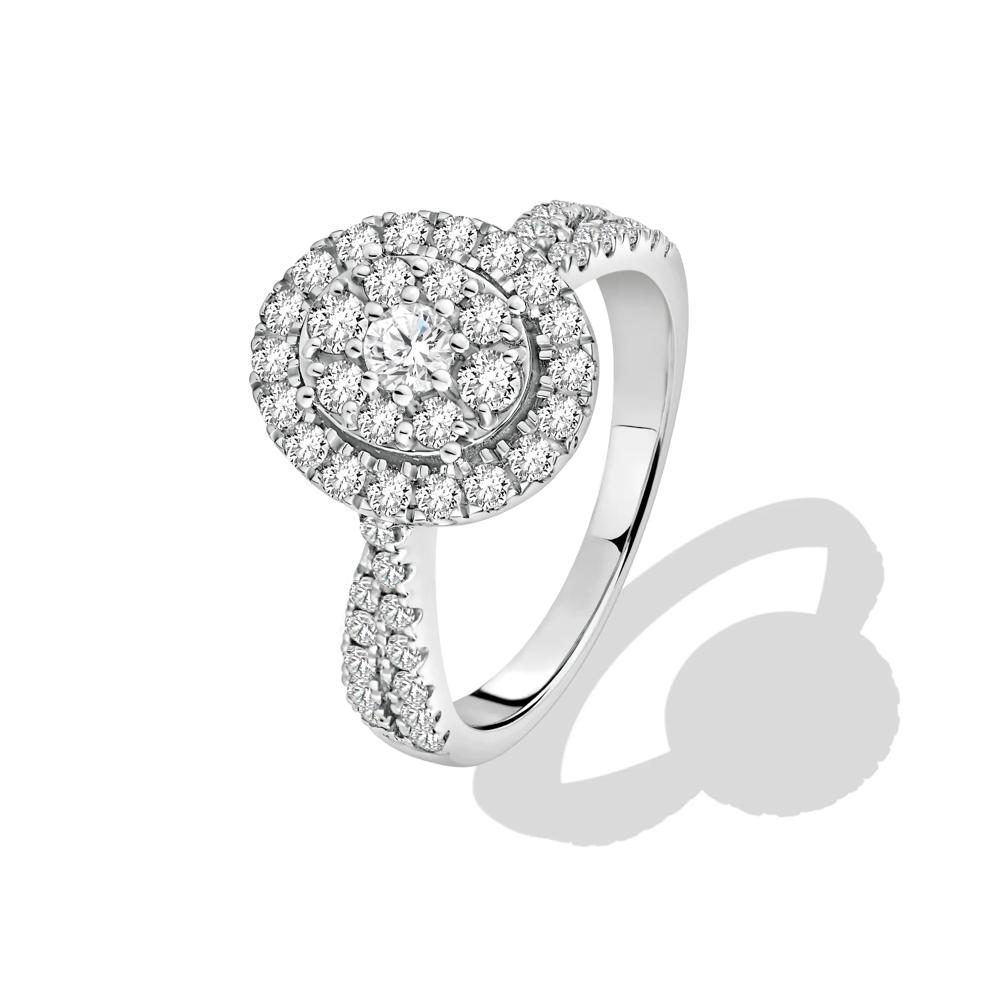 Diamond Oval Halo Composite Engagement Ring in 10K White Gold (1 ct. tw.) – Image 4 of 4