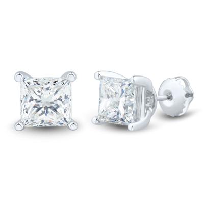 Lab Grown Diamond Princess-Cut Martini Stud Earrings in 14K White Gold (3 ct. tw.)
