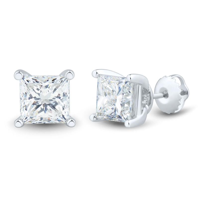 Lab Grown Diamond Princess-Cut Martini Stud Earrings in 14K White Gold &#40;3 ct. tw.&#41; – Image 1 of 3