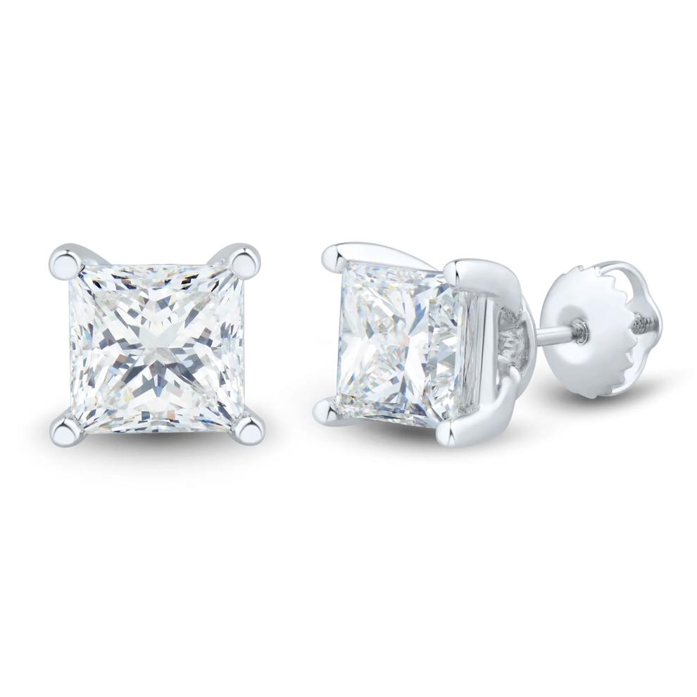 Lab Grown Diamond Princess-Cut Martini Stud Earrings in 14K White Gold (3 ct. tw.) – Image 1 of 3