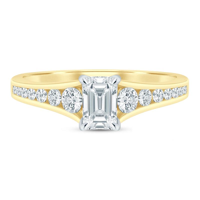 Diamond Emerald-Cut &amp; Round Engagement Ring in 14K Yellow Gold &#40;1 ct. tw.&#41; – Image 1 of 3