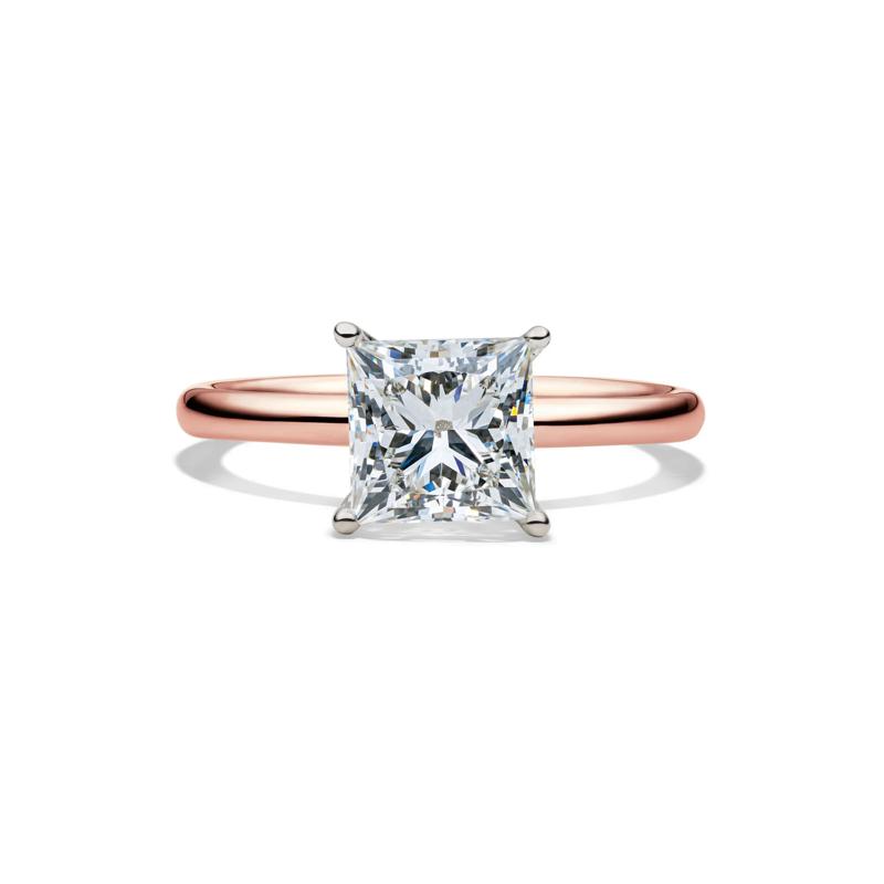 Lab Grown Diamond Princess-Cut Solitaire Engagement Ring in 14K Rose Gold (2 ct. tw.) – Image 1 of 4