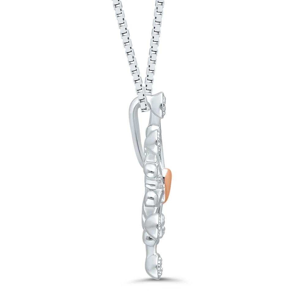 Diamond Accent Snowflake Pendant in Sterling Silver and 14K Rose Gold – Image 2 of 4
