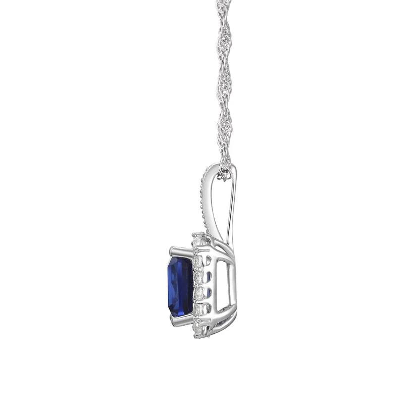 Lab Created Ceylon Sapphire Earrings, Pendant and Ring Set in Sterling Silver – Image 4 of 8