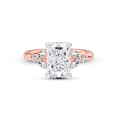 Lab Grown Diamond Radiant Hidden Halo Engagement Ring in 14K Rose Gold (4 ct. tw.)