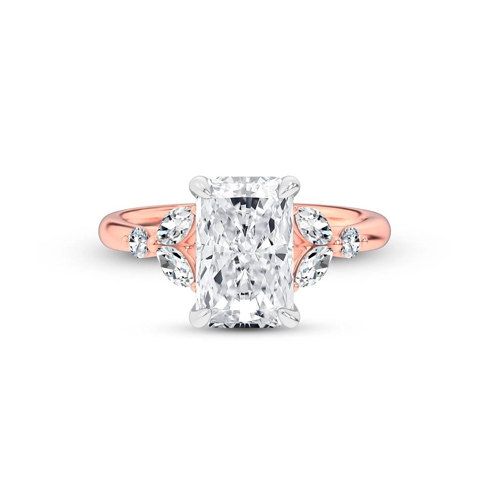 Lab Grown Diamond Radiant Hidden Halo Engagement Ring in 14K Rose Gold (4 ct. tw.) – Image 1 of 4