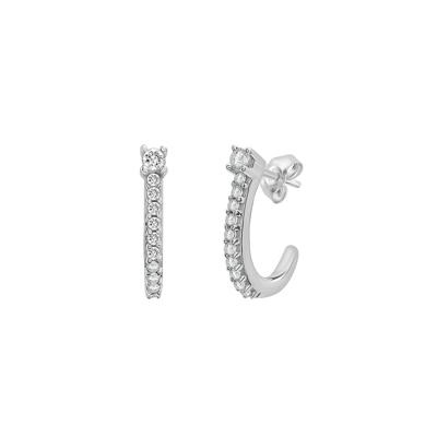 Diamond Mini Huggie Hoop Earrings in 10K White Gold (1/10 ct. tw.)
