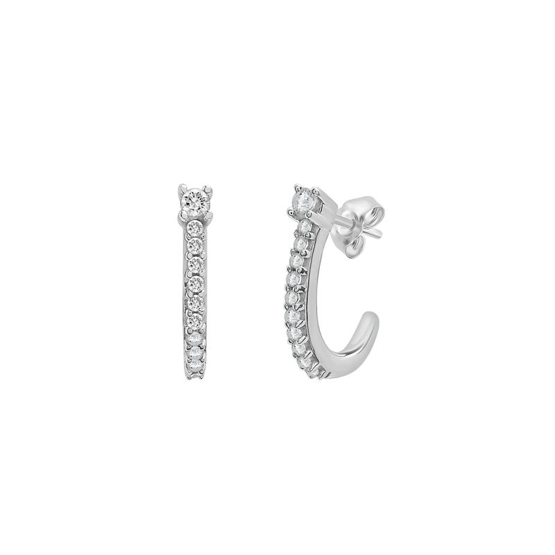 Diamond Mini Huggie Hoop Earrings in 10K White Gold &#40;1/10 ct. tw.&#41; – Image 1 of 1