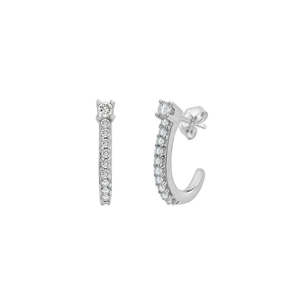 Diamond Mini Huggie Hoop Earrings in 10K White Gold (1/10 ct. tw.) – Image 1 of 1