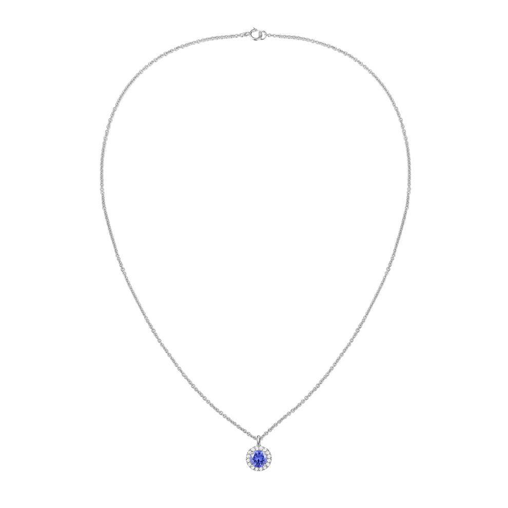 Tanzanite &amp; Diamond Accent Halo Pendant in 10K White Gold – Image 4 of 4