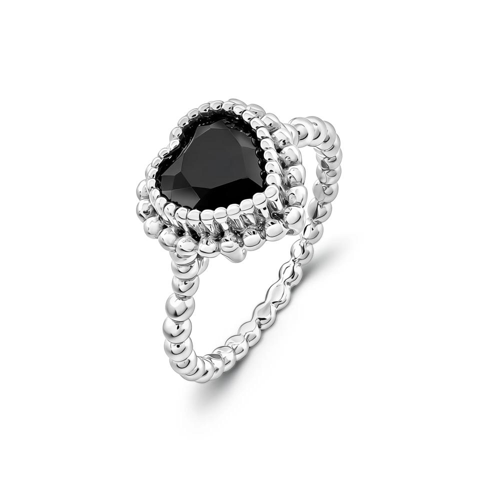 Onyx Beaded Heart Pendant, Earrings, &amp; Ring Boxed Set in Sterling Silver – Image 5 of 11