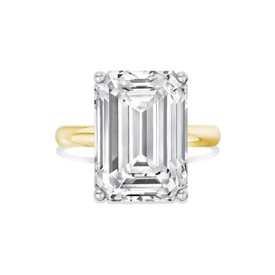 Lab Grown Diamond Emerald-Cut Solitaire Ring in 14K Yellow & White Gold (10 ct.)