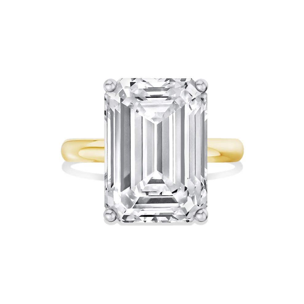 Lab Grown Diamond Emerald-Cut Solitaire Ring in 14K Yellow &amp; White Gold (10 ct.) – Image 1 of 4