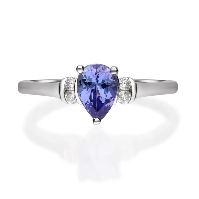 Tanzanite and Diamond Ring in 10K White Gold &#40;1/10 ct. tw.&#41; – Image 1 of 4