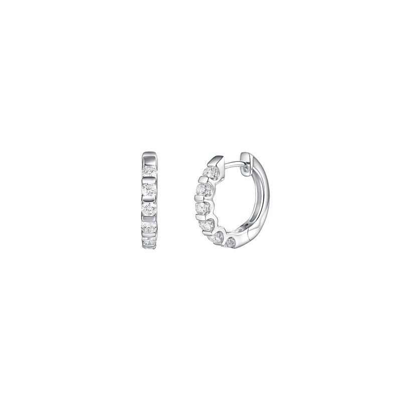 1/2 ct. tw. Diamond Channel Set Hoop Earrings in 10K White Gold – Image 1 of 1