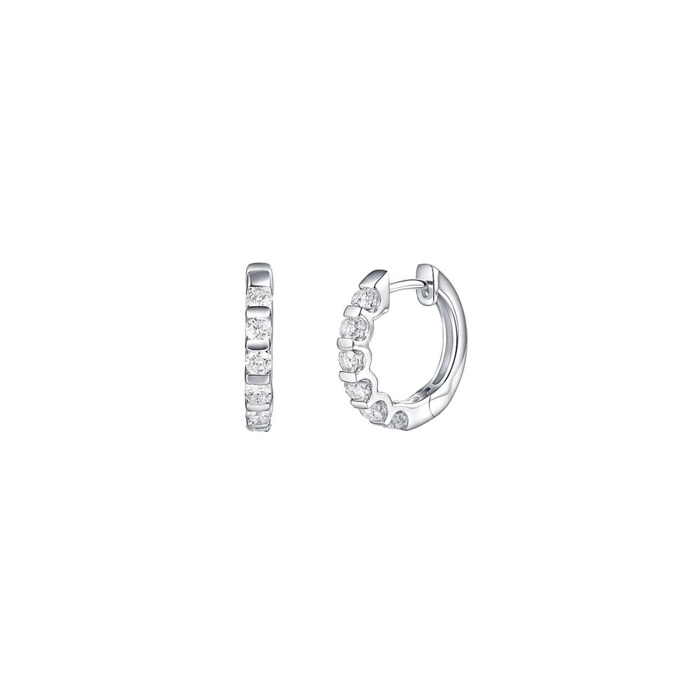 1/2 ct. tw. Diamond Channel Set Hoop Earrings in 10K White Gold – Image 1 of 1