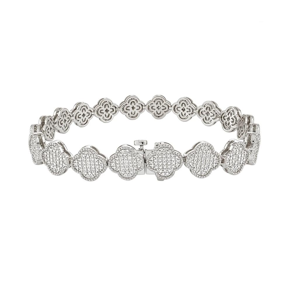 Men's Diamond Clover Line Bracelet in Sterling Silver, 8" (1 ct. tw.) – Image 2 of 2