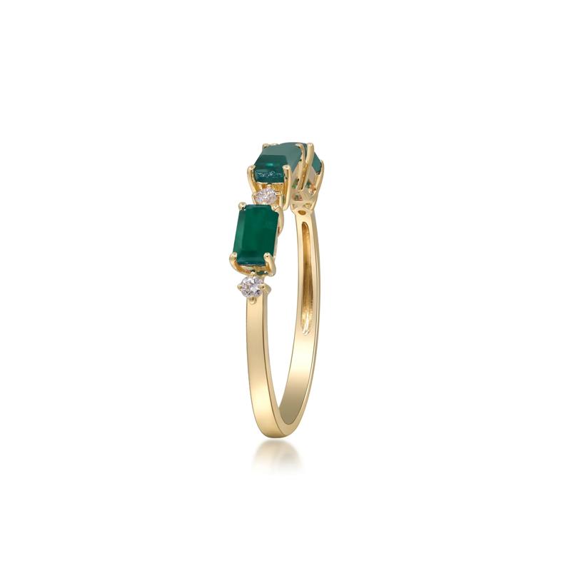 Emerald and Diamond Accent Ring in 10K Yellow Gold – Image 3 of 5