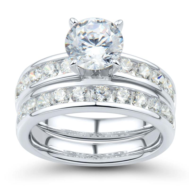 1/2 ct. tw. Round Diamond Channel Semi-Mount Engagement Ring Set in 14k White Gold &#40;Setting Only&#41; – Image 1 of 9
