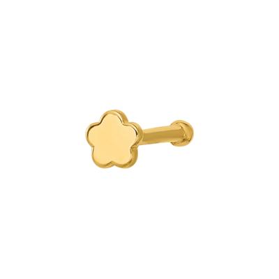 Polished Flower Nose Stud in 14K Yellow Gold, 20 Gauge