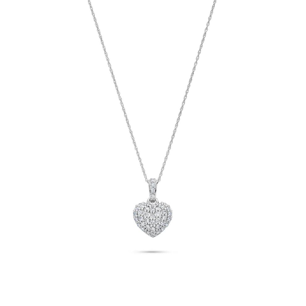 Lab Grown Diamond Pav&eacute; Heart Pendant in 14K White Gold (1/2 ct. tw.) – Image 1 of 4
