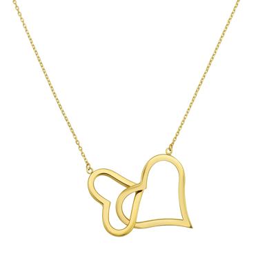 Interlocking Heart Necklace in 14K Yellow Gold