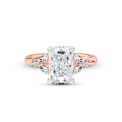 Lab Grown Diamond Radiant Hidden Halo Engagement Ring in 14K Rose Gold (4 ct. tw.)