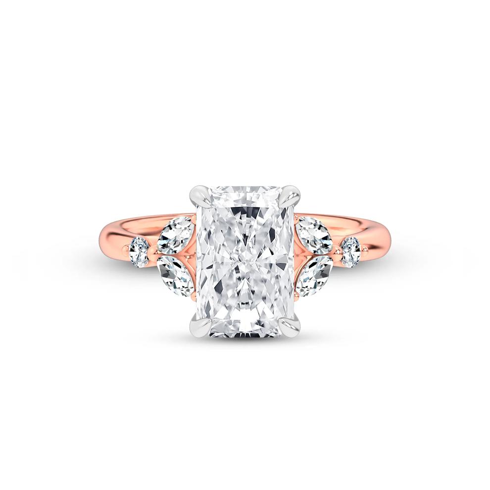 Lab Grown Diamond Radiant Hidden Halo Engagement Ring in 14K Rose Gold (4 ct. tw.) – Image 1 of 4