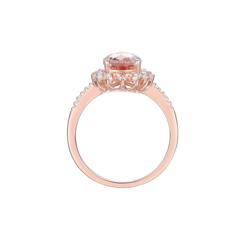 Pear-Shaped Morganite &amp; Diamond Starburst Ring in 10K Rose Gold &#40;1/4 ct. tw.&#41; – Image 2 of 3