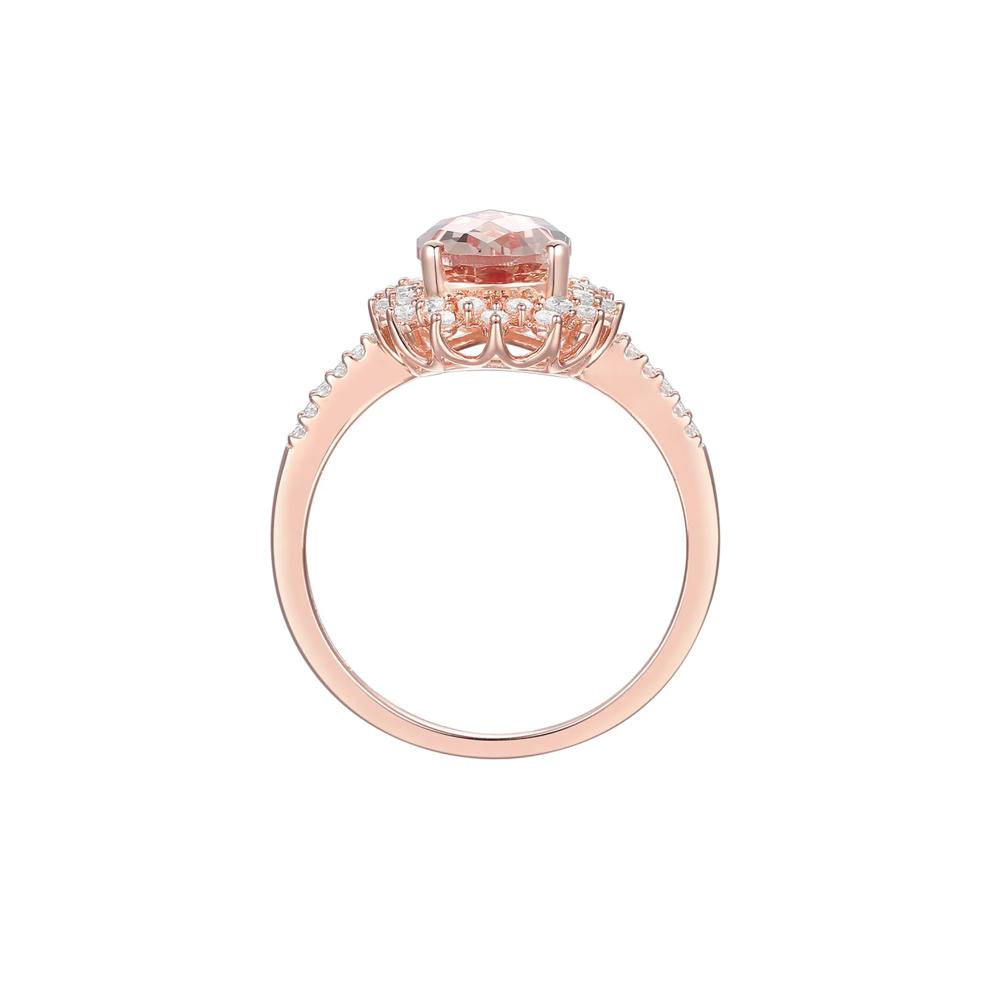 Pear-Shaped Morganite &amp; Diamond Starburst Ring in 10K Rose Gold (1/4 ct. tw.) – Image 2 of 3