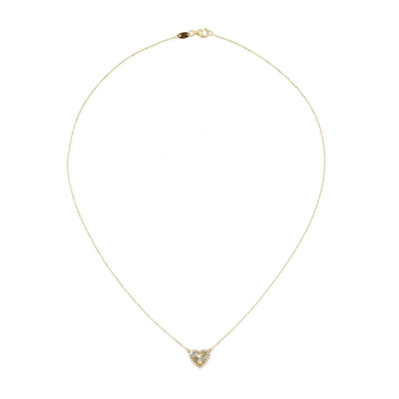 Diamond-Cut Heart Necklace in 14K White and Yellow Gold – Image 2 of 4