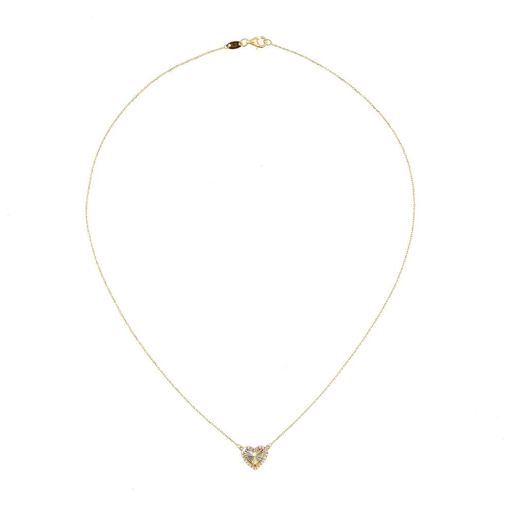 Diamond-Cut Heart Necklace in 14K White and Yellow Gold – Image 2 of 4