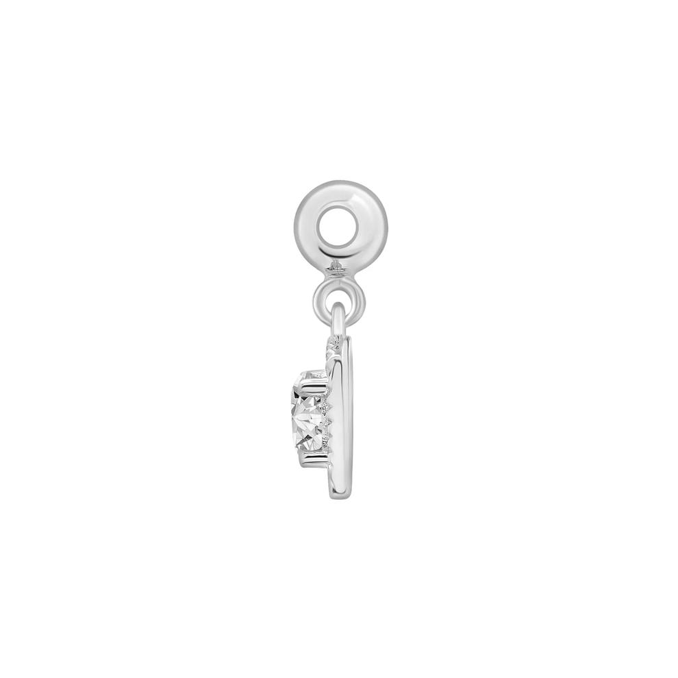 Lab-Created White Sapphire Medallion Birthstone Bead Charm in Sterling Silver – Image 2 of 3