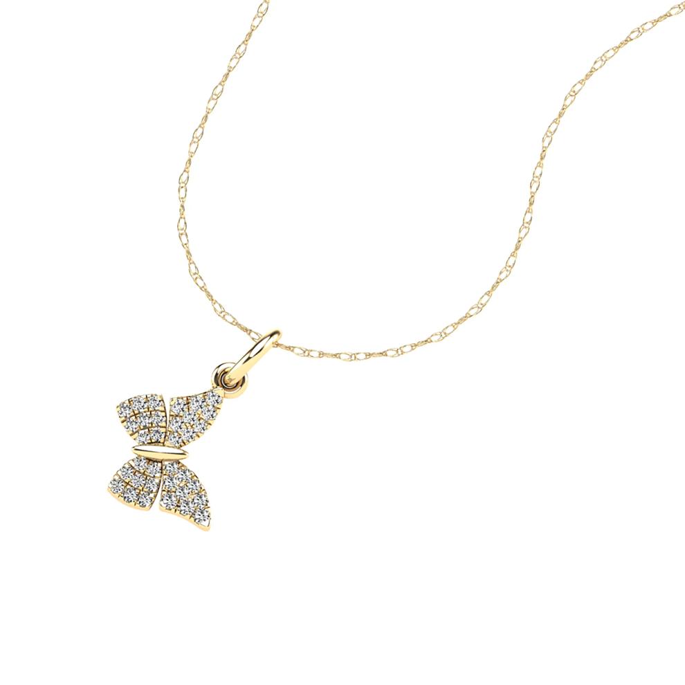 Diamond Butterfly Pendant Necklace in 10K Yellow Gold (1/10 ct. tw.) – Image 4 of 4