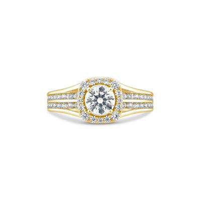 Lab Grown Diamond Halo Engagement Ring in 10K Yellow Gold (1 1/4 ct. tw.)