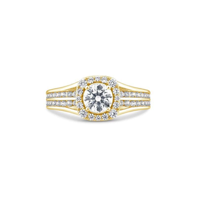 Lab Grown Diamond Halo Engagement Ring in 10K Yellow Gold &#40;1 1/4 ct. tw.&#41; – Image 1 of 3